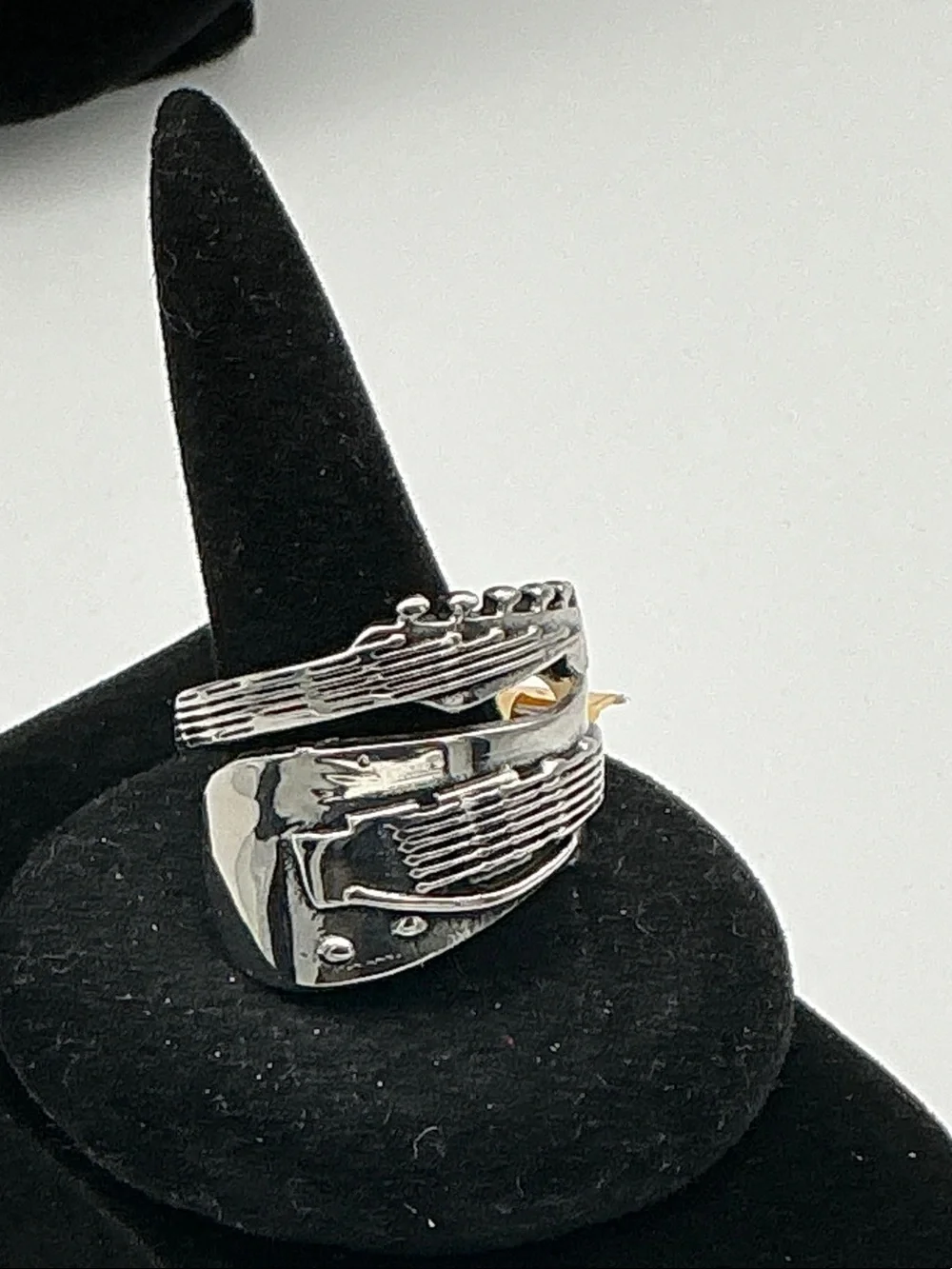 Men’s Polished Stainless Steel Guitar Ring